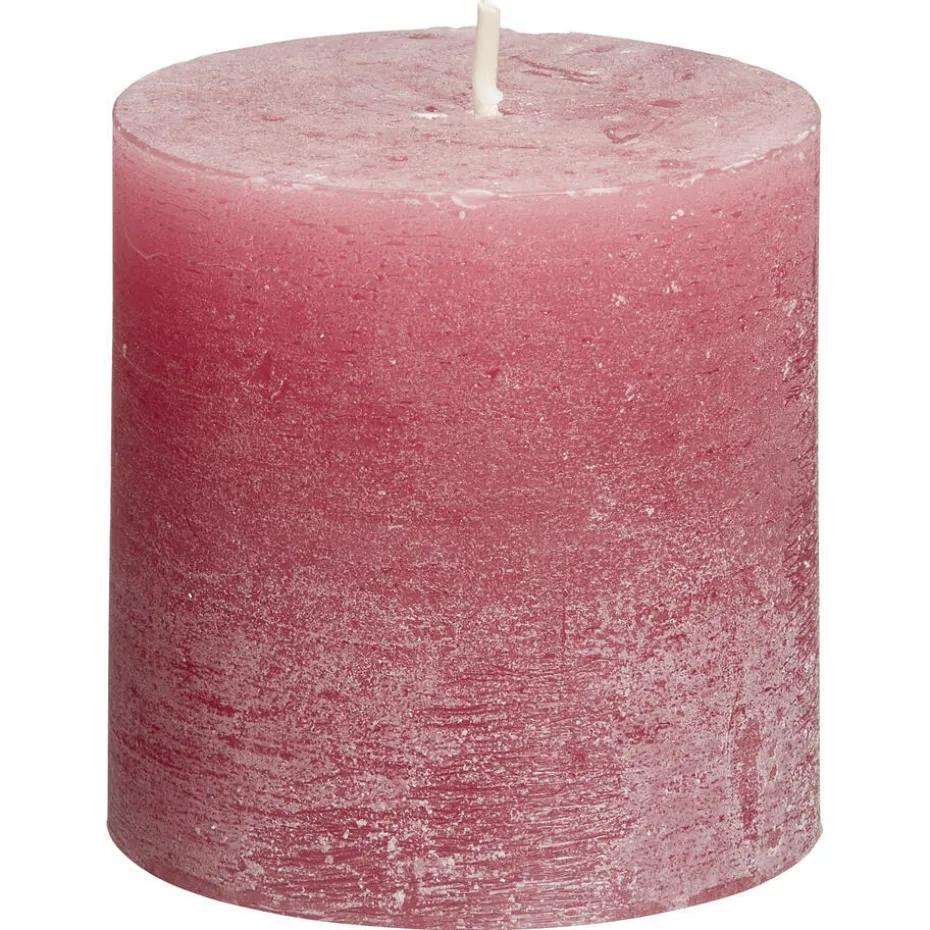 Kaars Rustiek Roze 7x7 Cm